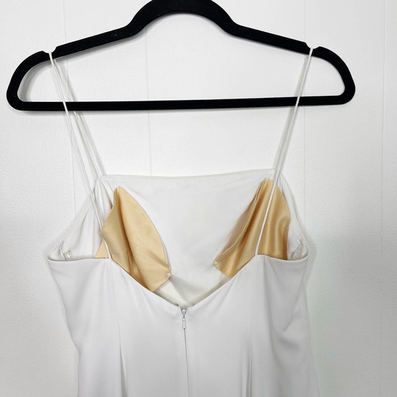Fame and Partners Midi Slip Dress White US 6 Square Neck Bridal Bachelorette - Picture 5 of 14